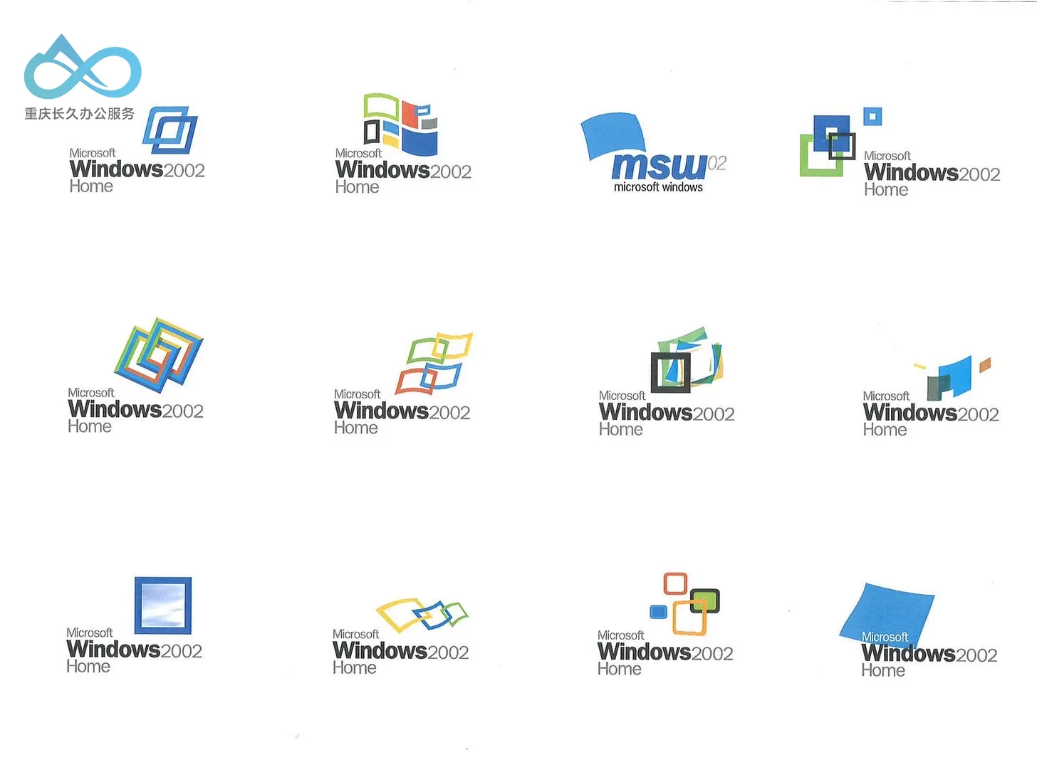 Frog Design 设计的 Windows Whistler/2002/XP 标志概念图