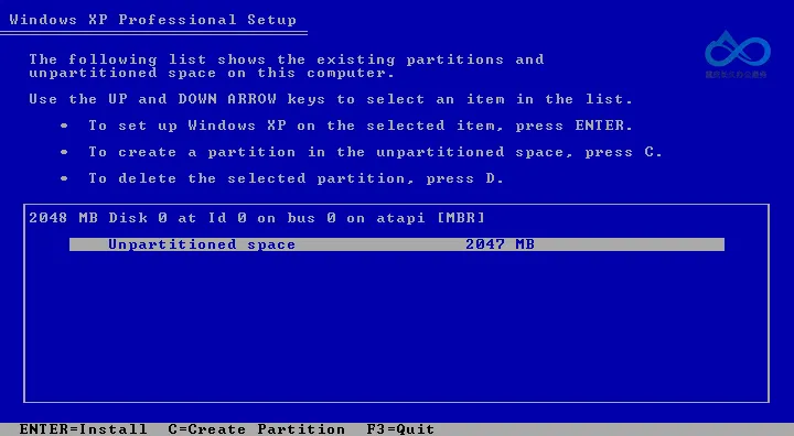 Windows XP 磁盘分区界面
