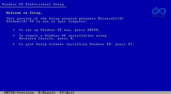 Windows XP 安装界面