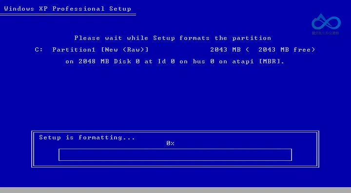 Windows XP 安装程序进行格式化