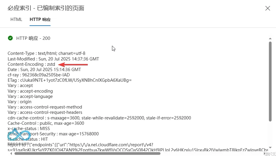 HTTP响应提示必应蜘蛛抓取到了zstd编码的页面